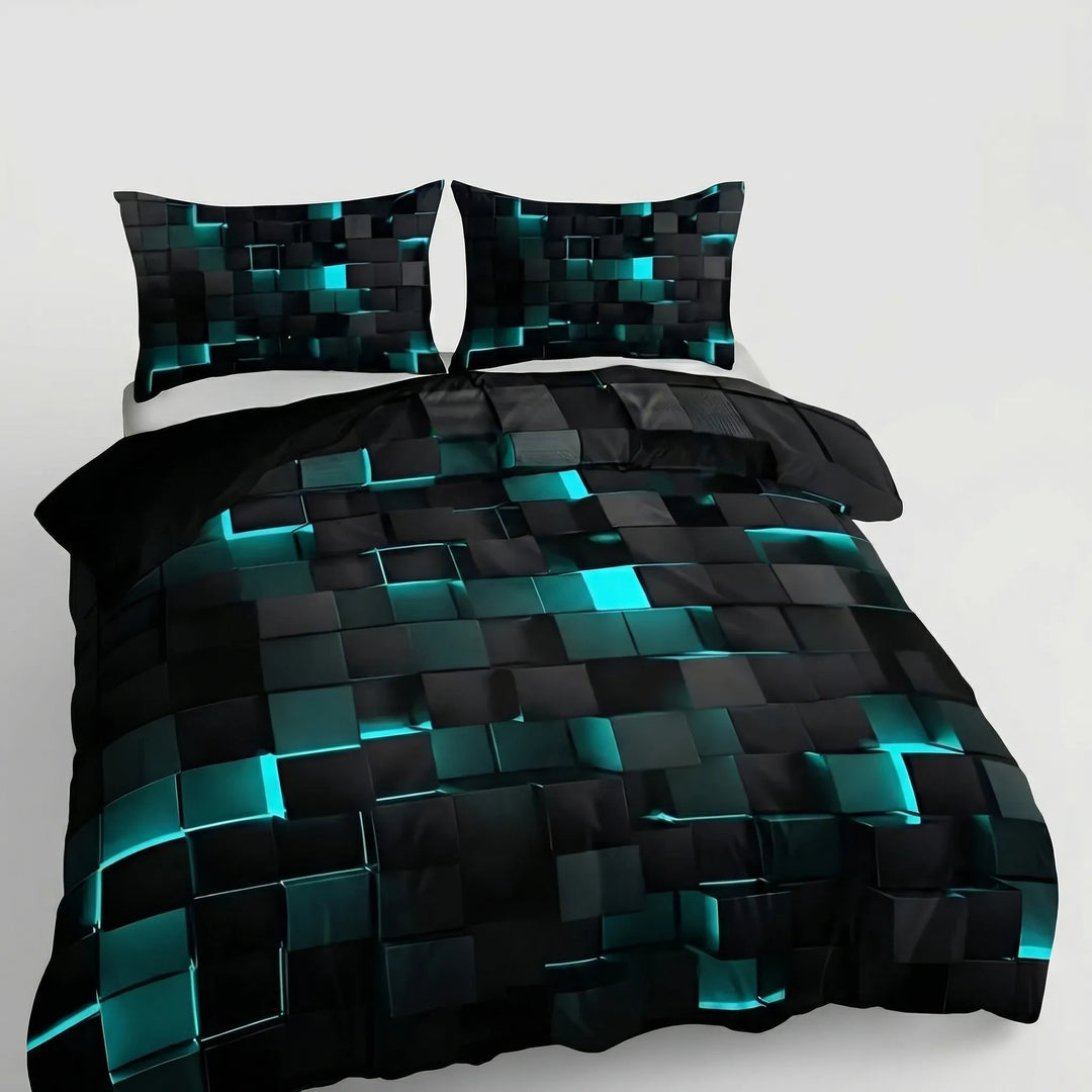 Voxlura - 3D Geometric Print Duvet Cover Set