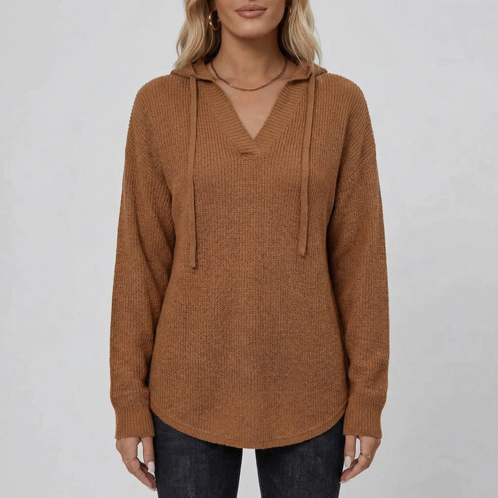 Vreluxe - Oversized V-Neck Hoodie Sweater