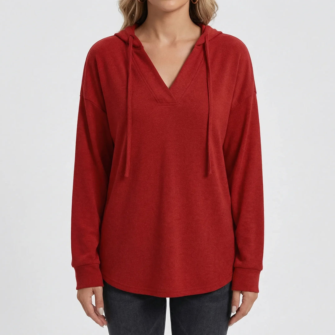 Vreluxe - Oversized V-Neck Hoodie Sweater