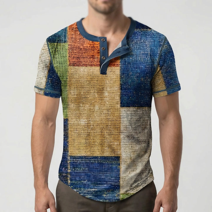 Wafflox - Colorblock Waffle Knit Short Sleeve Shirt