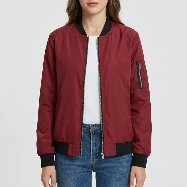 Zippova - Classic Zip-Up Bomber Jacket For Women