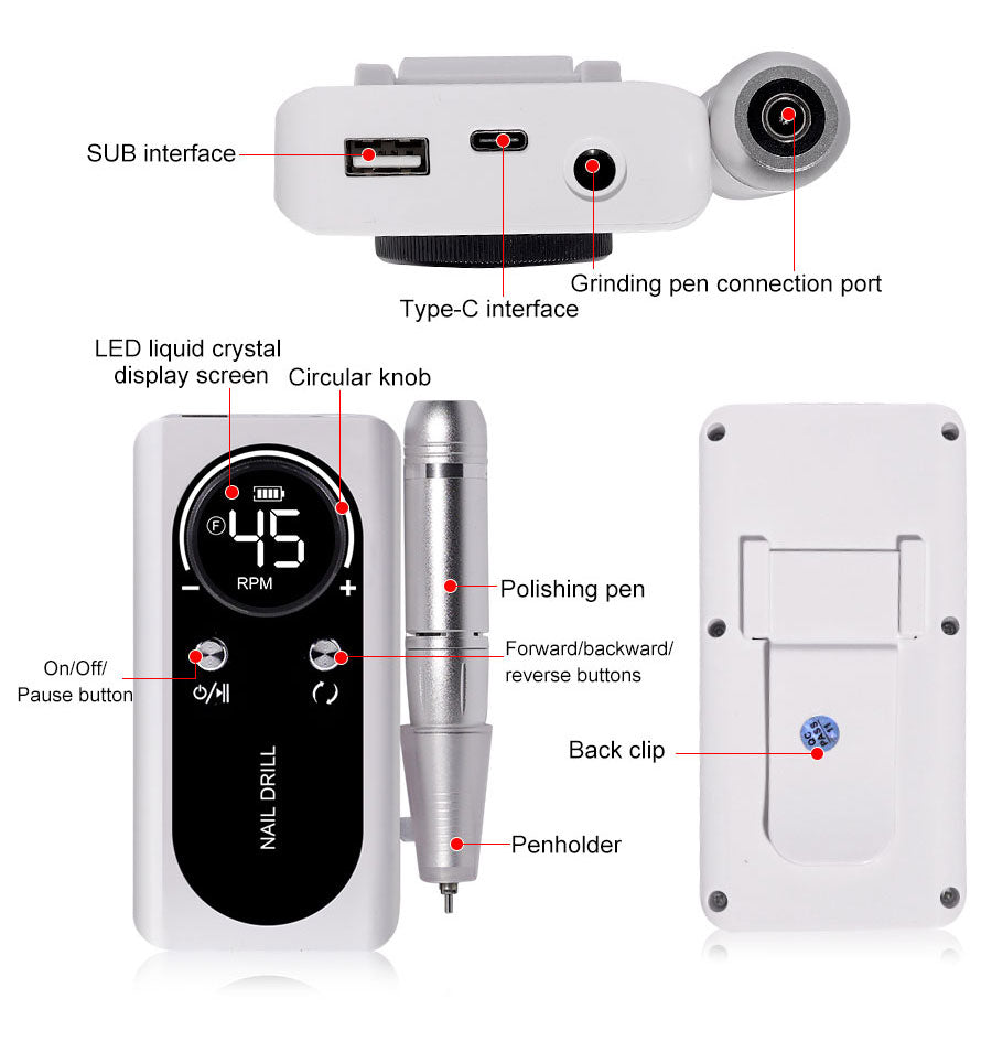 充電式電動ネイルドリル