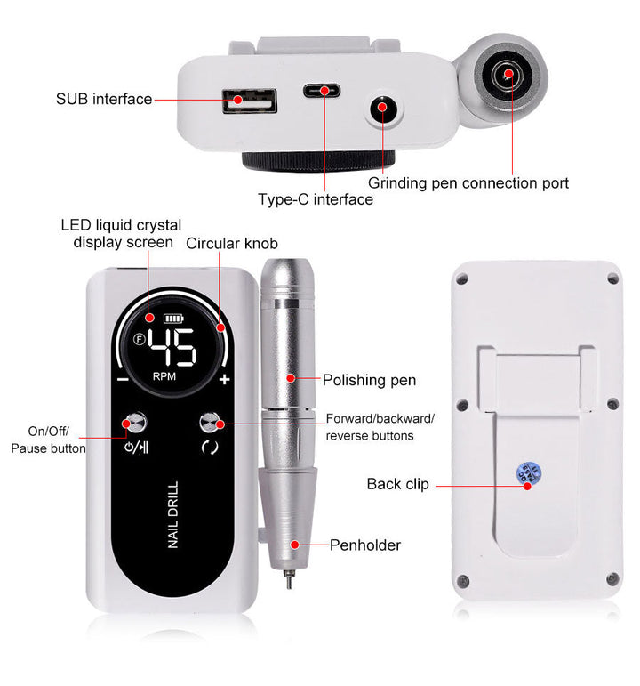 充電式電動ネイルドリル