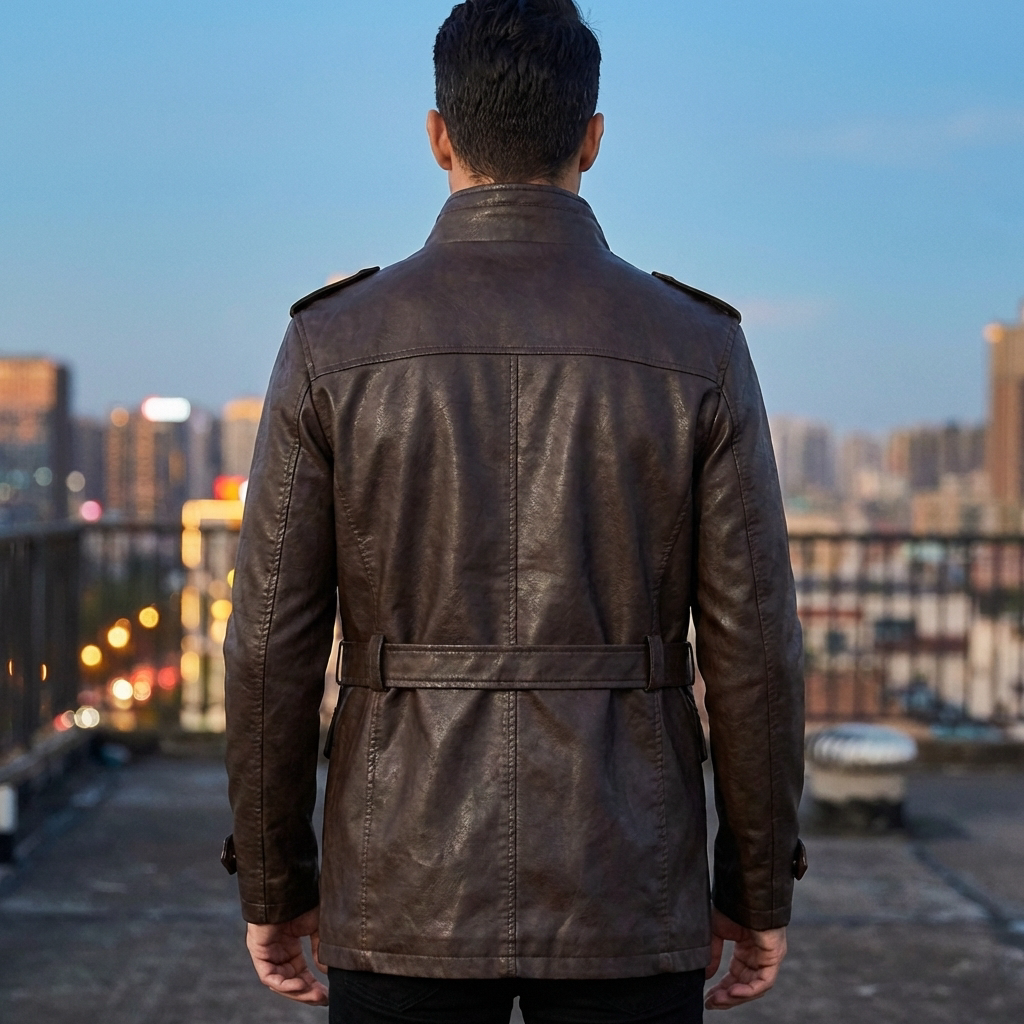 メンズロングレザーコート