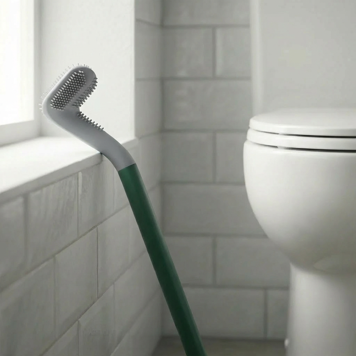 L字型トイレブラシと壁取り付けホルダー
