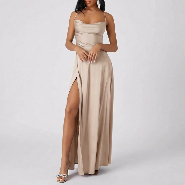 バックレスマキシドレス ハイスリット