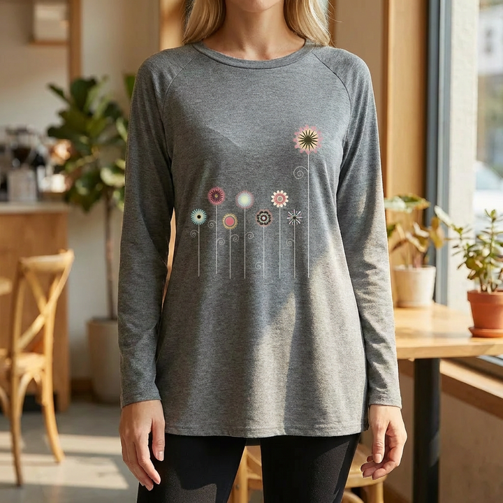 3Dフローラル刺繍のスウェットシャツ 女性用ソフトテクスチャー