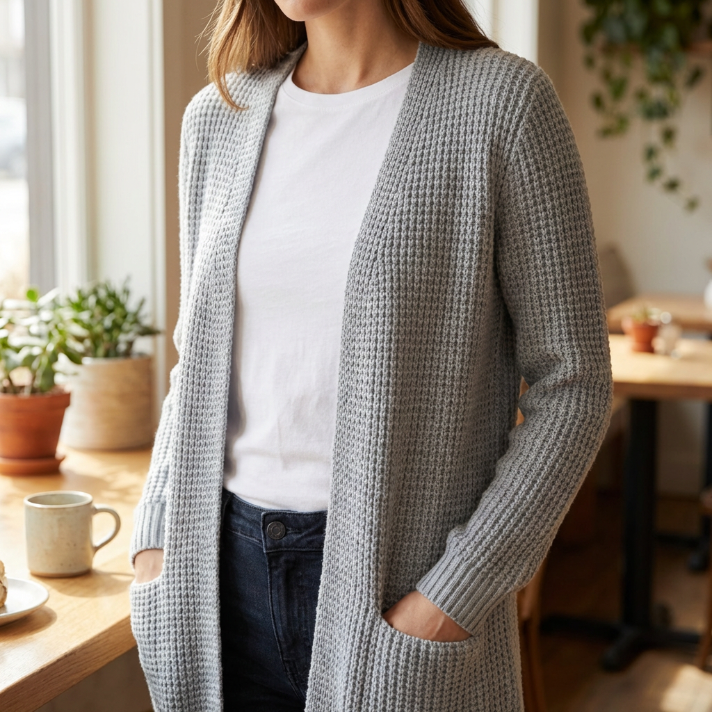 女性用ロングスリーブカーディガン