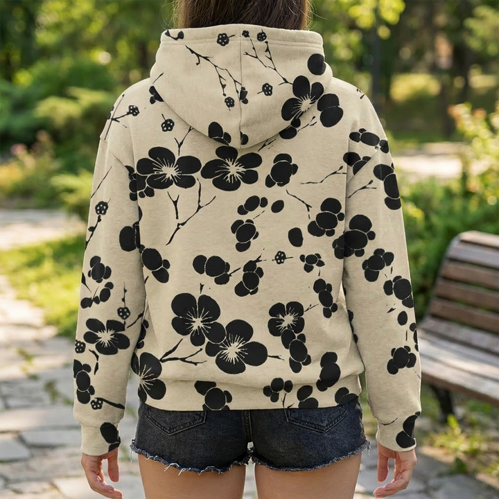女性用軽量フローラルプリントスウェットシャツ