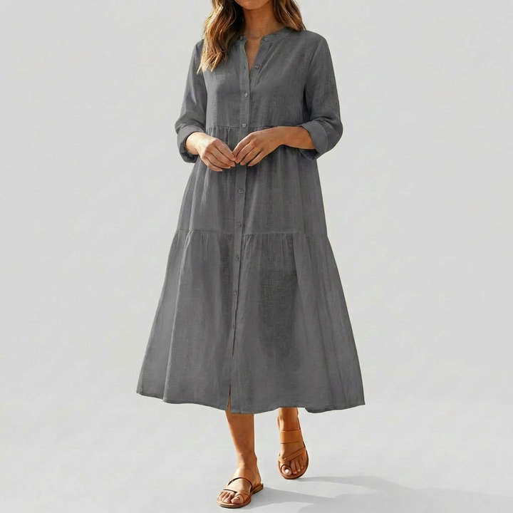 リラックスコットンリネンシャツドレス（女性用）