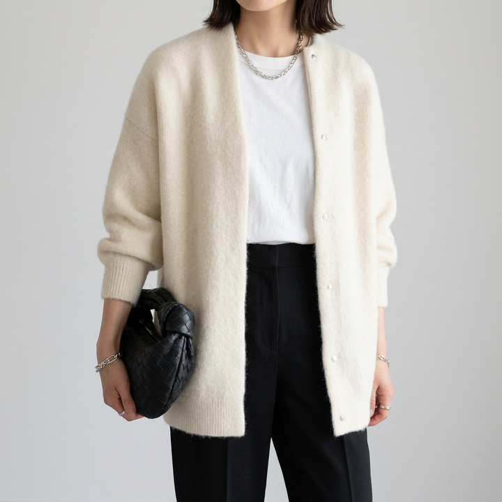女性用コージーミニマルソフトニットジャケット