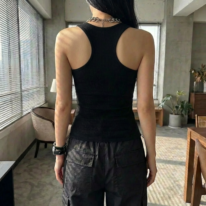 女性用インビジブルストラップリブタンクトップ