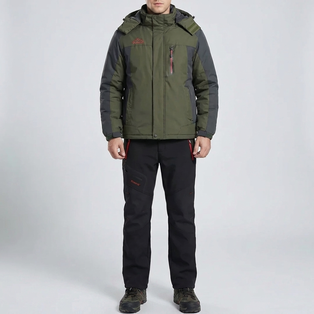 Insulated Hooded Outdoor Jacket And Pants Set