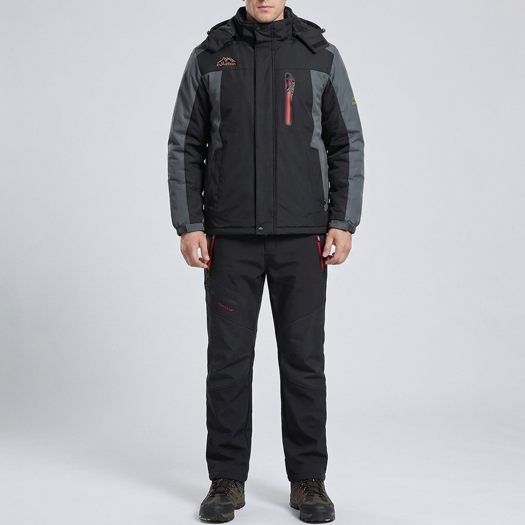 Insulated Hooded Outdoor Jacket And Pants Set