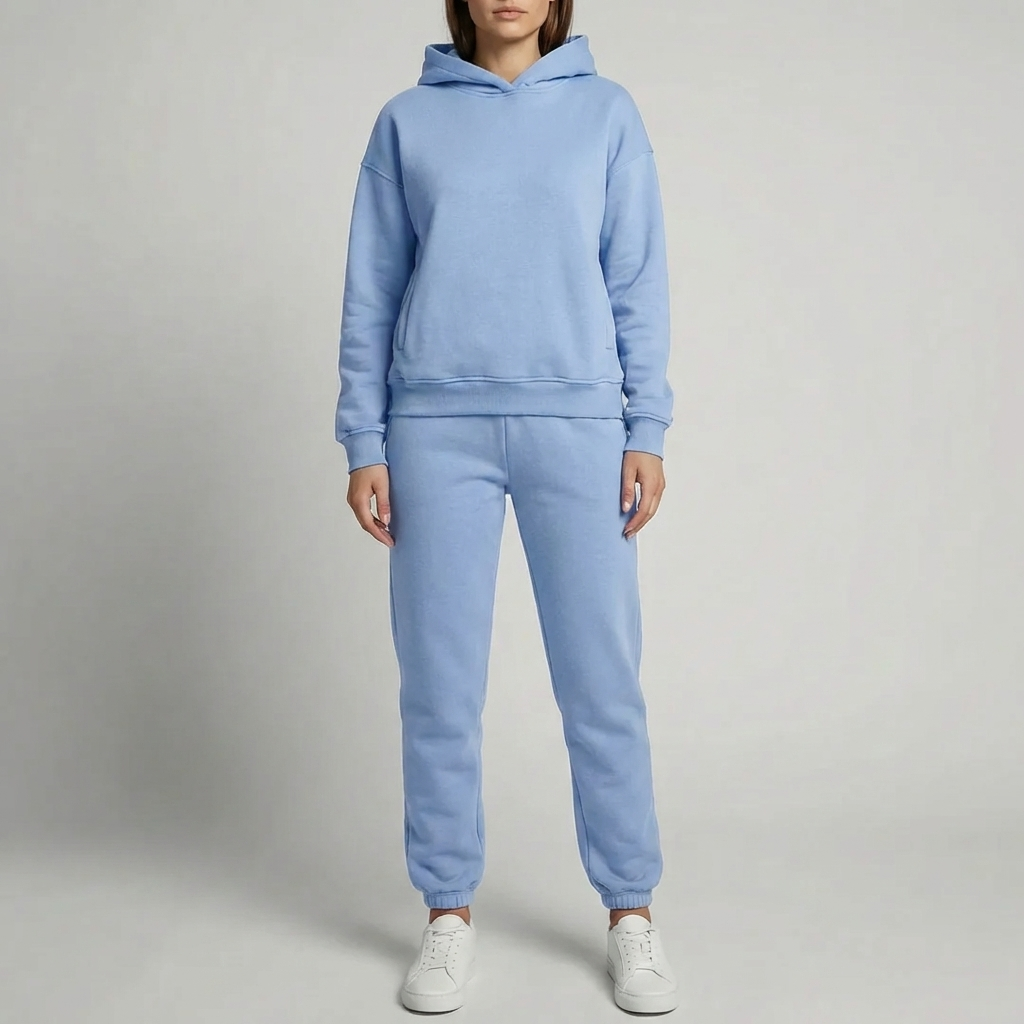 女性用のマッチングフーディーとジョガーセット