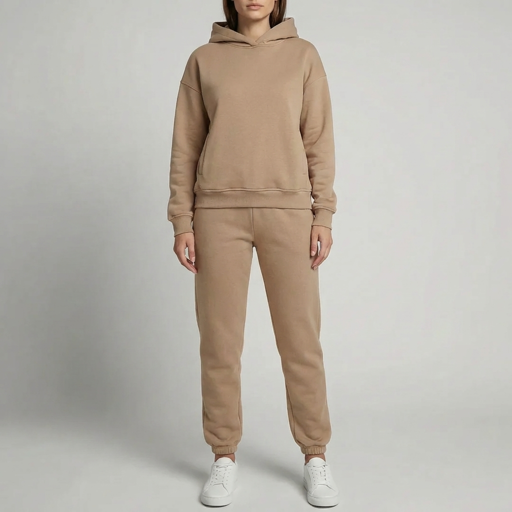 女性用のマッチングフーディーとジョガーセット