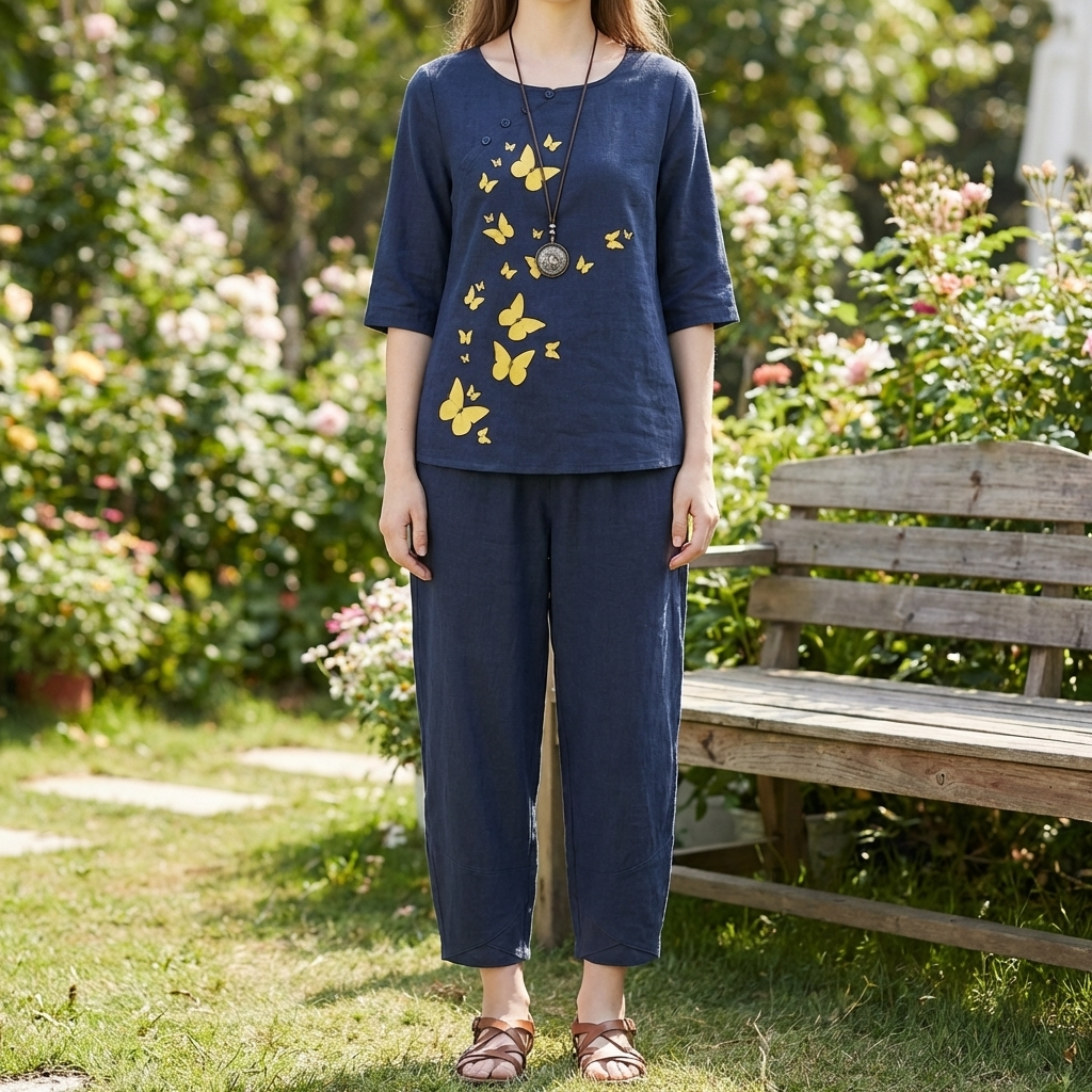女性用ビンテージフローラルツーピースセット