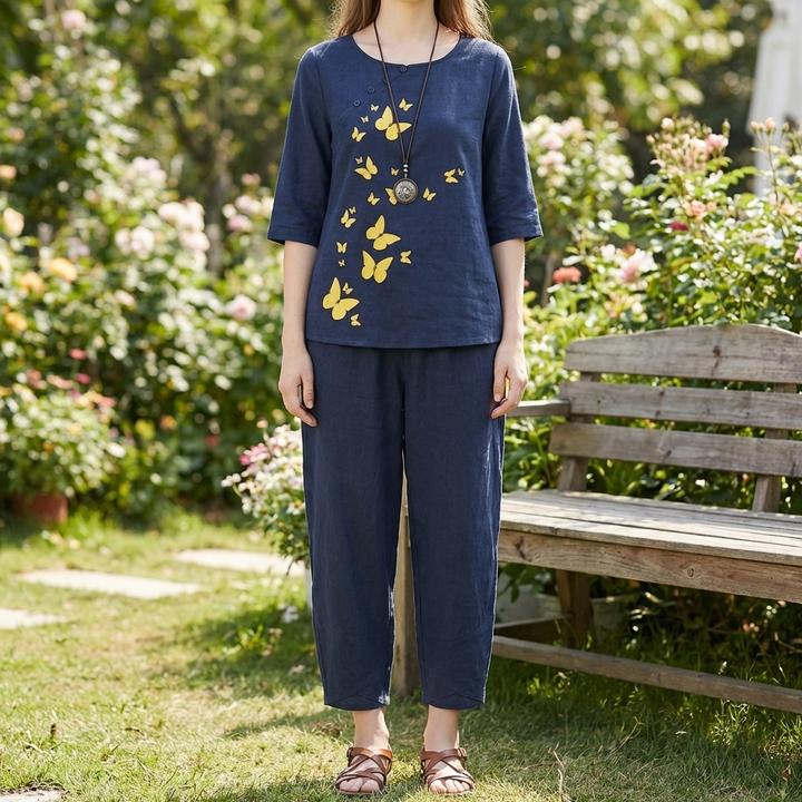 女性用ビンテージフローラルツーピースセット