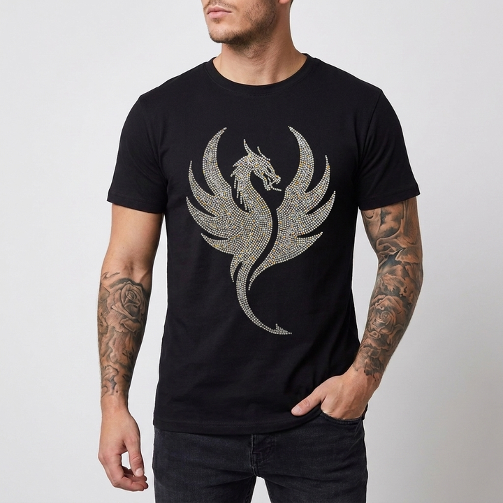 スリムフィット・スパンコールTシャツ（メンズ用）