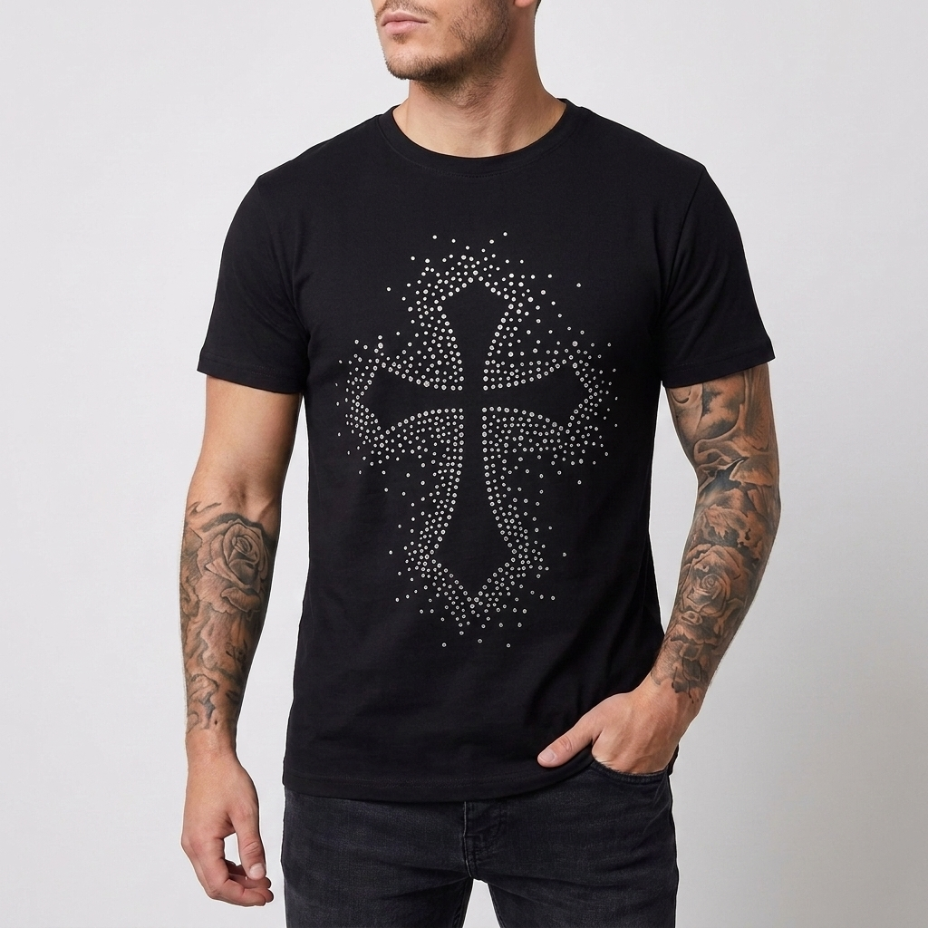 スリムフィット・スパンコールTシャツ（メンズ用）